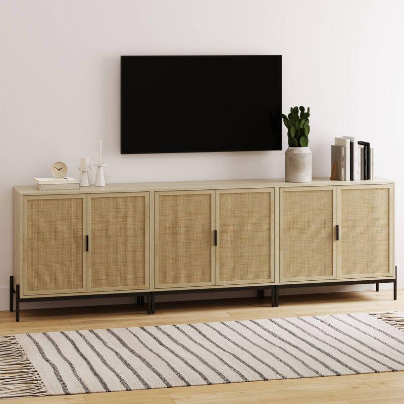 Nathan James Set of 3 Andrew Rattan Storage Cabinet Light Oak