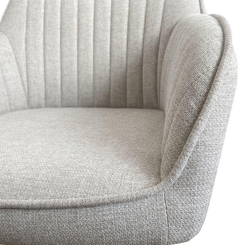 Set of 2 Modern Beige Fabric Dining Chair with Armrests, Upholstered Chair with Back and Black Metal Legs for Kitchen or Dining Room-Maison Boucle