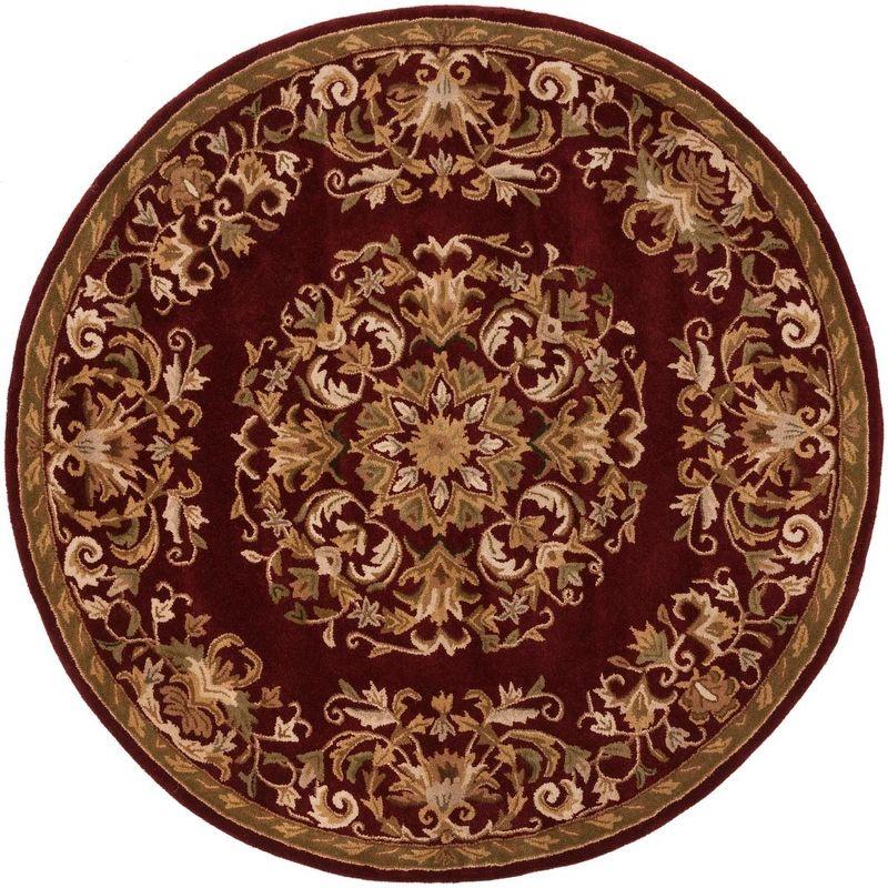 Heritage HG640 Handmade Area Rug - 6' Round - Red - Safavieh