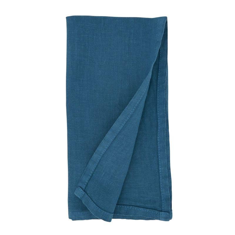 Saro Lifestyle Classic Pure 100% Linen Table Napkin (Set of 4), 20", Ocean Blue