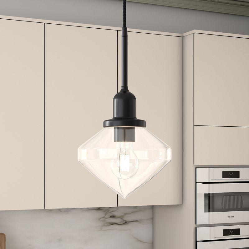 Zaria 8" Black Brushed Nickel Drum Pendant Light