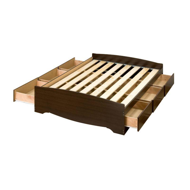 Espresso Full Wood Platform Storage Bed with 6 Drawers