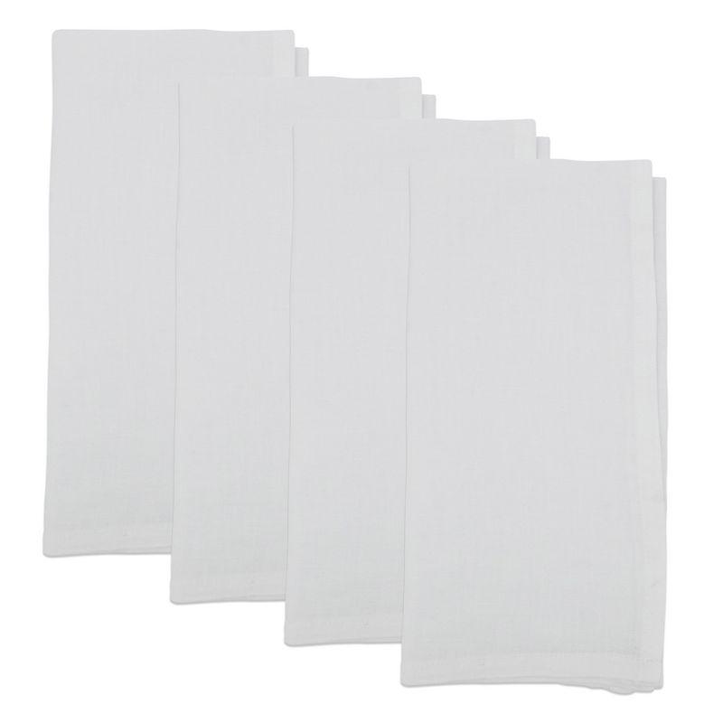 Saro Lifestyle Classic Pure 100% Linen Table Napkin (Set of 4), 20", White