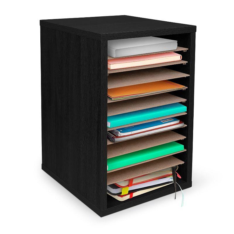 AdirOffice 500 Series 11 Compartment Wooden Literature Organizer  10.75" x 11.8" Black (500-11-BLK)