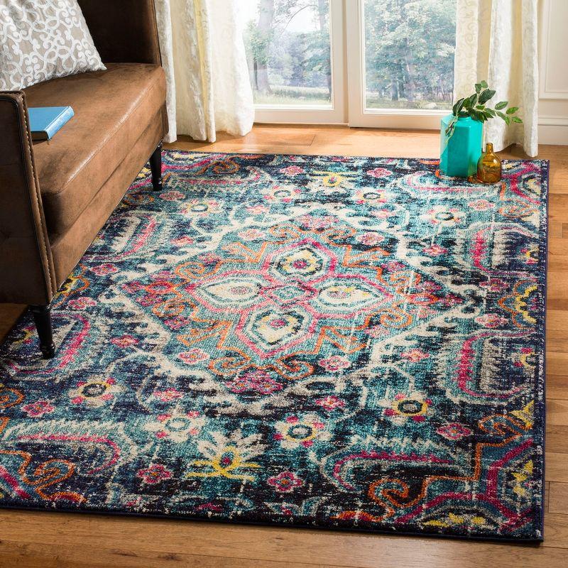 Monaco MNC252 Power Loomed Indoor Area Rug - Blue/Fuchsia - 4'x5'7" - Safavieh.