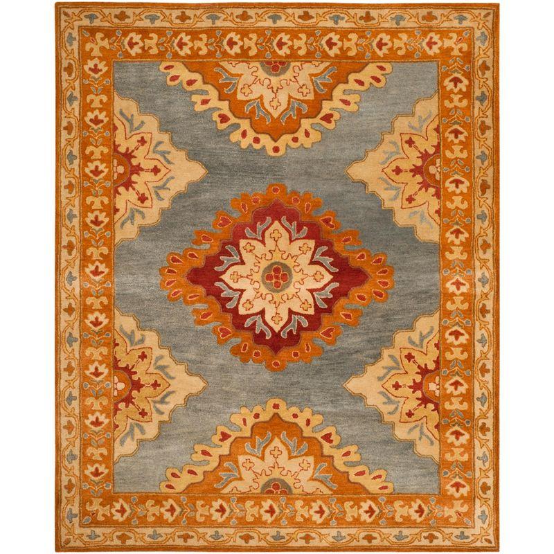 Heritage HG408 Handmade Area Rug - 8'x10' - Blue/Rust - Safavieh