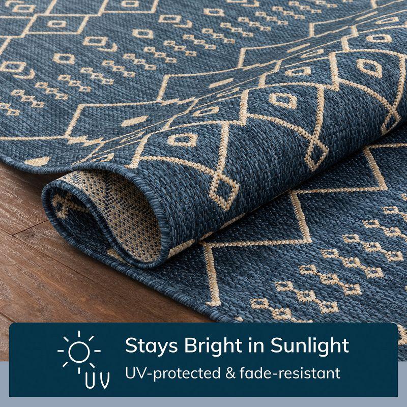 Marshanna Nord Trellis Blue Indoor/Outdoor Flat-Weave Area Rug