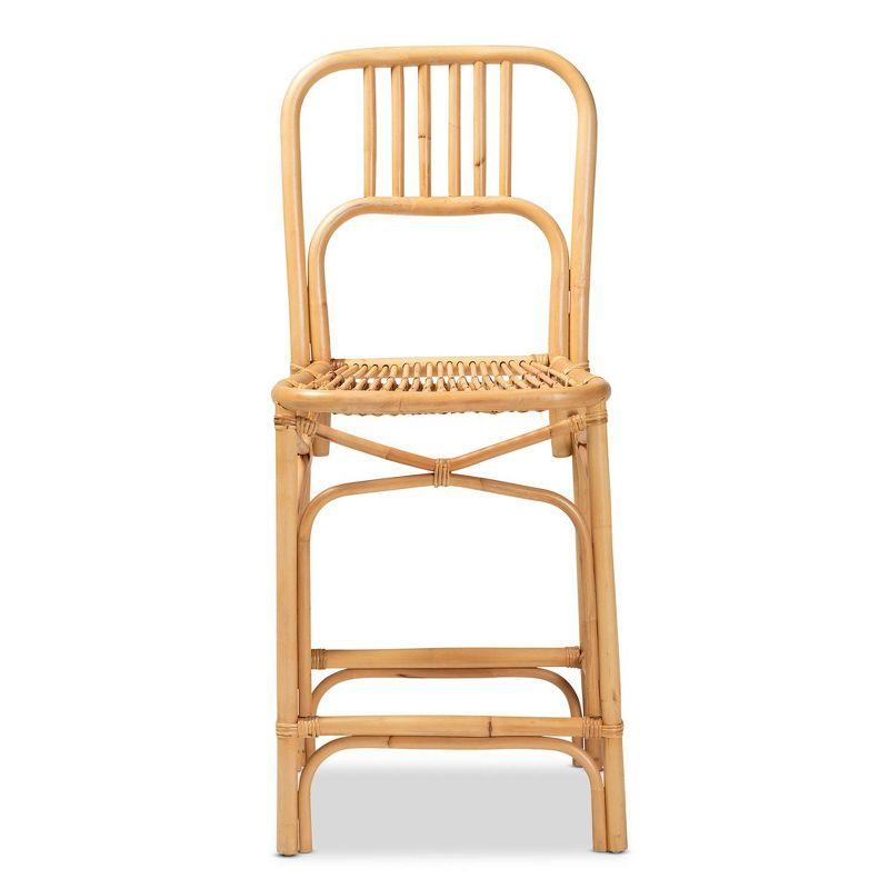Ivora Rattan Counter Height Barstool Natural/Brown - bali & pari: Bohemian Style, Fixed Seat 24.5", No Assembly Required