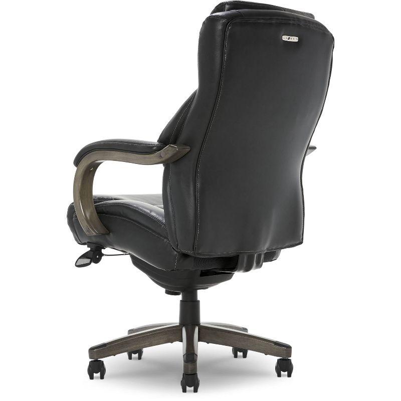 Delano Big & Tall Bonded Leather Executive Office Chair Gray - La-Z-Boy: Ergonomic, Adjustable, Wood Accents