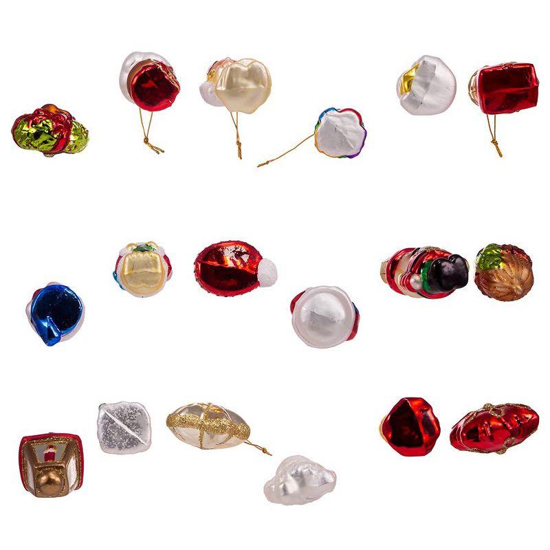 Kurt Adler 2-2.5-Inch Mini Christmas Shape Glass Ornaments, 18 Piece Set