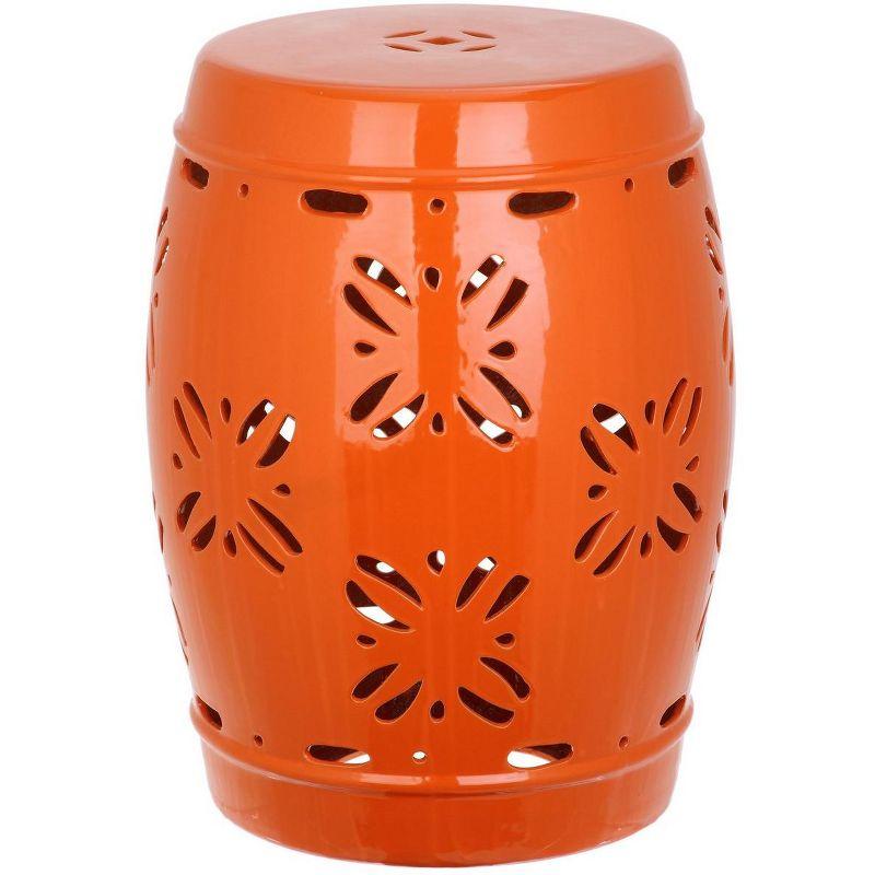 Contemporary Orange Glazed Ceramic Sakura Garden Stool