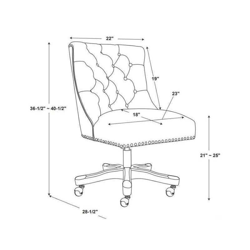 Della Traditional Tufted Wood Base Swivel Office Chair Gray - Linon