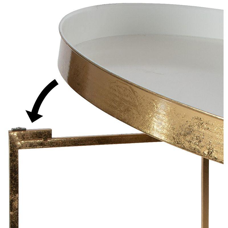 Kate and Laurel Celia Round Metal Coffee Table, 28.25x28.25x19, White and Gold