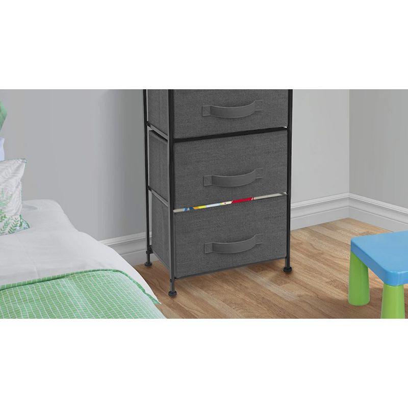 Compact Steel-Framed Nightstand with 3 Soft-Close Fabric Drawers