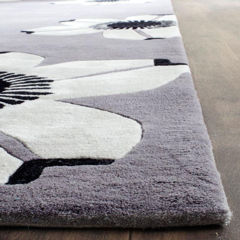 Gray Hand-Tufted Wool Floral 8' x 10' Area Rug