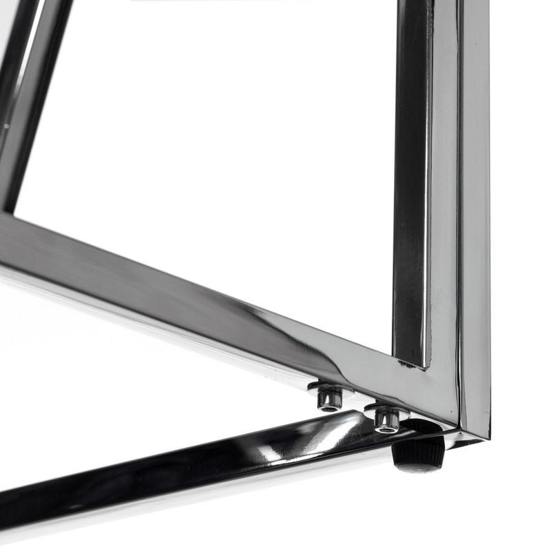 Fabulaxe Modern Square End Side Table, Tempered Glass Top Metal Coffee Table, Silver