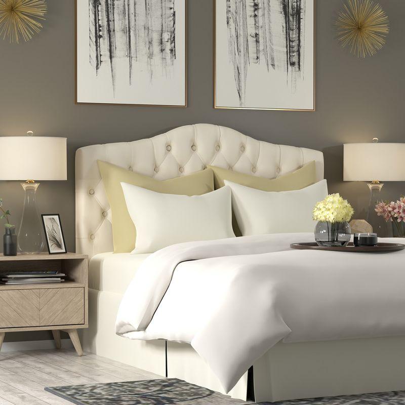 Cream Upholstered King Adjustable Tufted Headboard