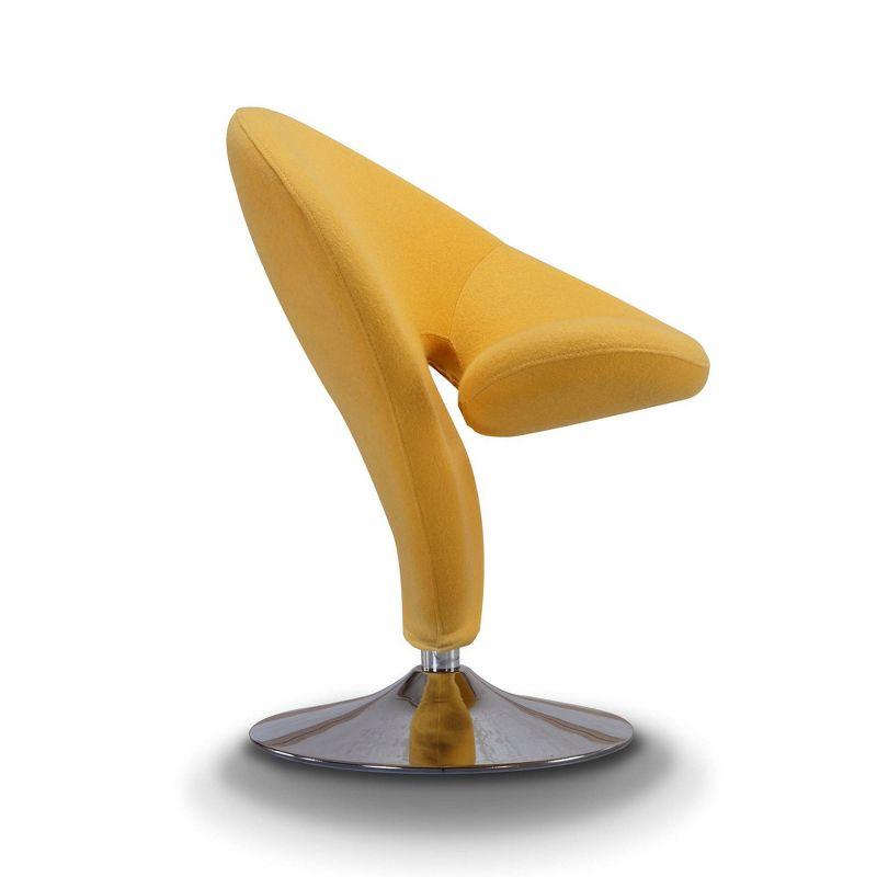 Curl 31.9" Yellow Wool Blend Swivel Accent Chair with Polished Chrome Base