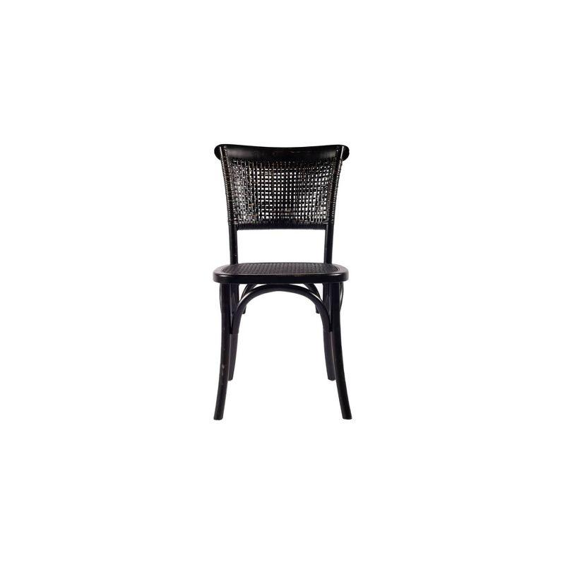 Transitional Rustic Black Wood & Cane Side Chair