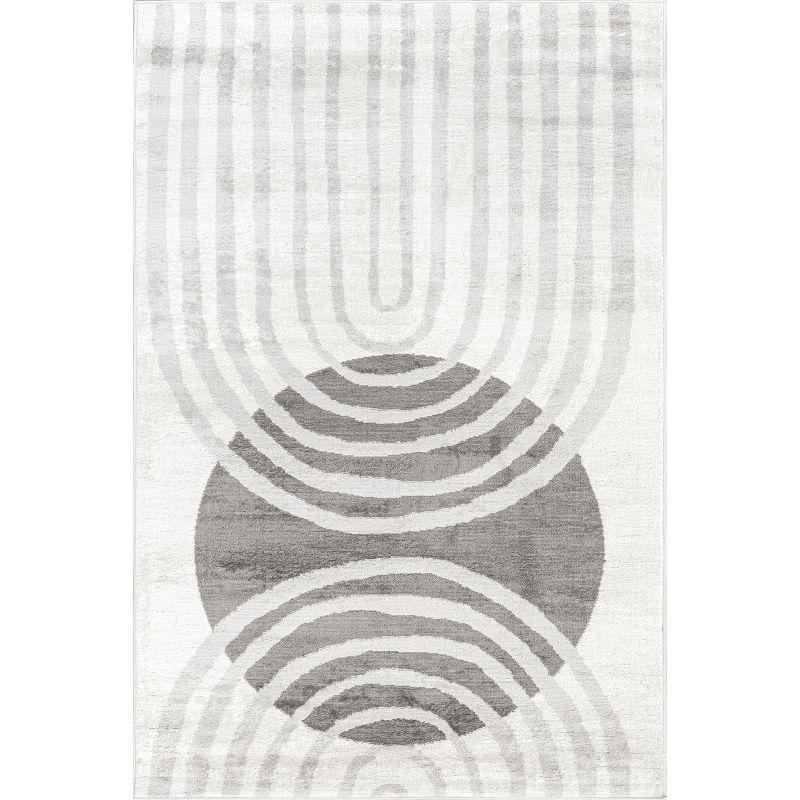 Gray Abstract Synthetic Easy Care Area Rug