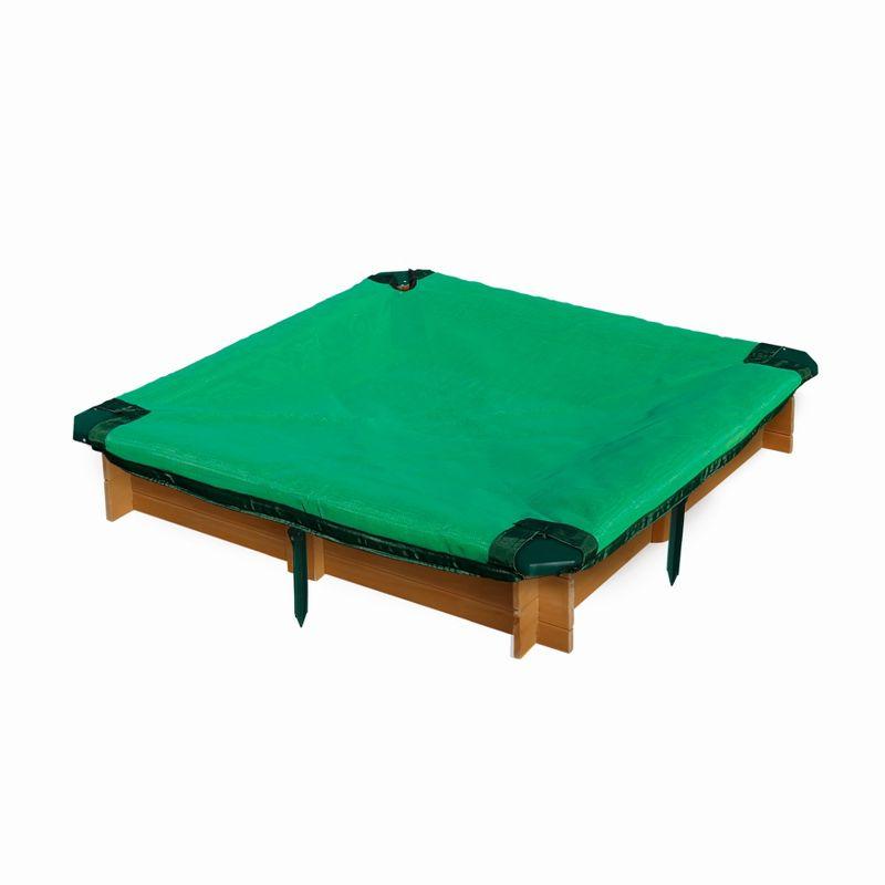 Cedar Wood Square Sandbox with Green Cover