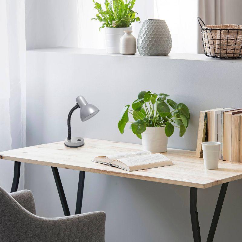 Creekwood Home Essentix 14.25" Traditional Metal Desk Lamp with Flexible Gooseneck Silver: ETL Listed, No Assembly Required