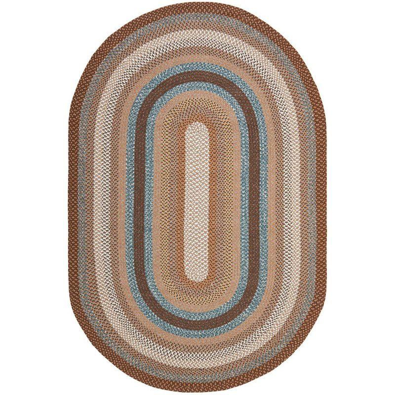 Braided BRD313 Hand Woven Area Rug - Brown/Multi - 6'x9' Oval - Safavieh.