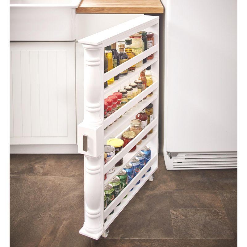 The Lakeside Collection Slim Rolling Can and Spice Racks - White