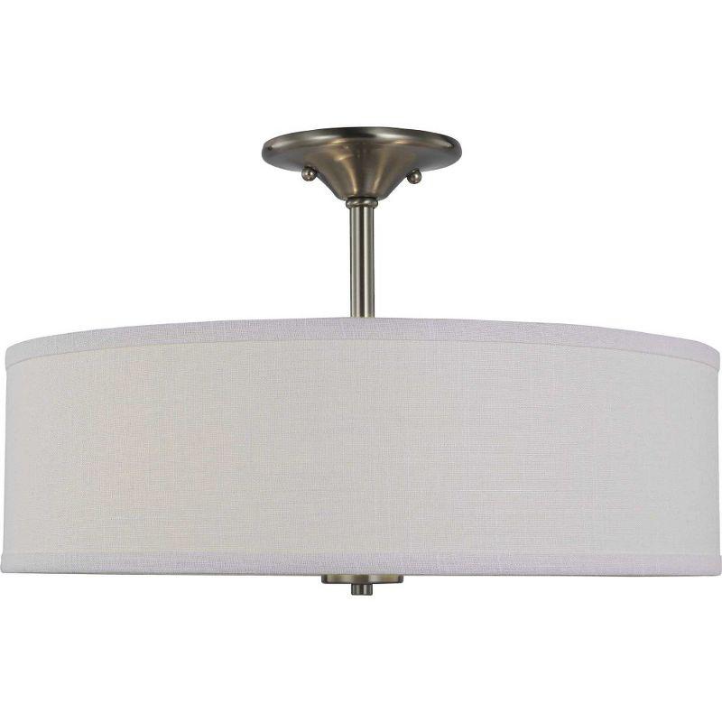 Progress Lighting, Inspire Collection, 3-Light Semi-Flush Mount, Satin Brass, Summer Linen Shade