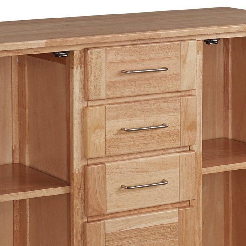 Breakfast Bar Kitchen Cart with Wood Top Natural - Home Styles: Rolling Island Storage, 2 Shelves, 2 Doors