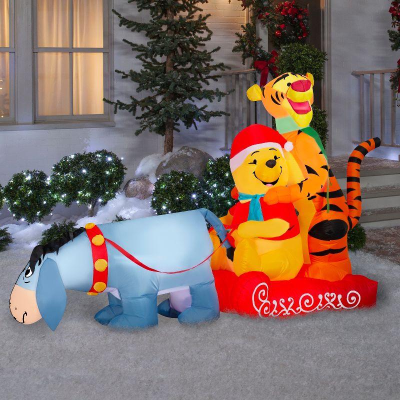 Gemmy Industries Christmas Inflatable Winnie the Pooh in Sledding Scene with Pooh, Eeyore and Tigger