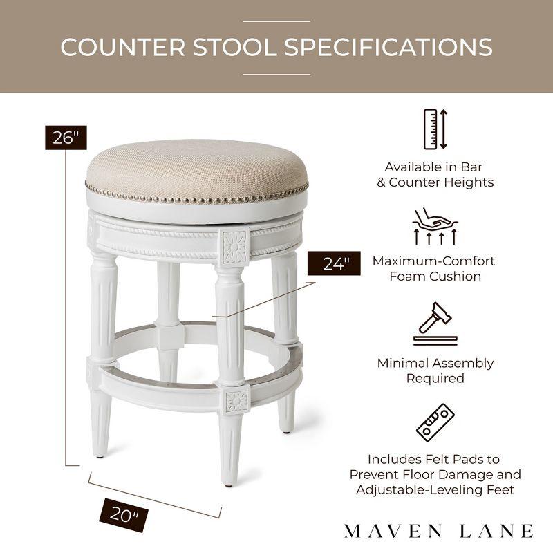 Maven Lane Pullman Backless Upholstered Kitchen Stool with Fabric Cushion Seat, Set of 4