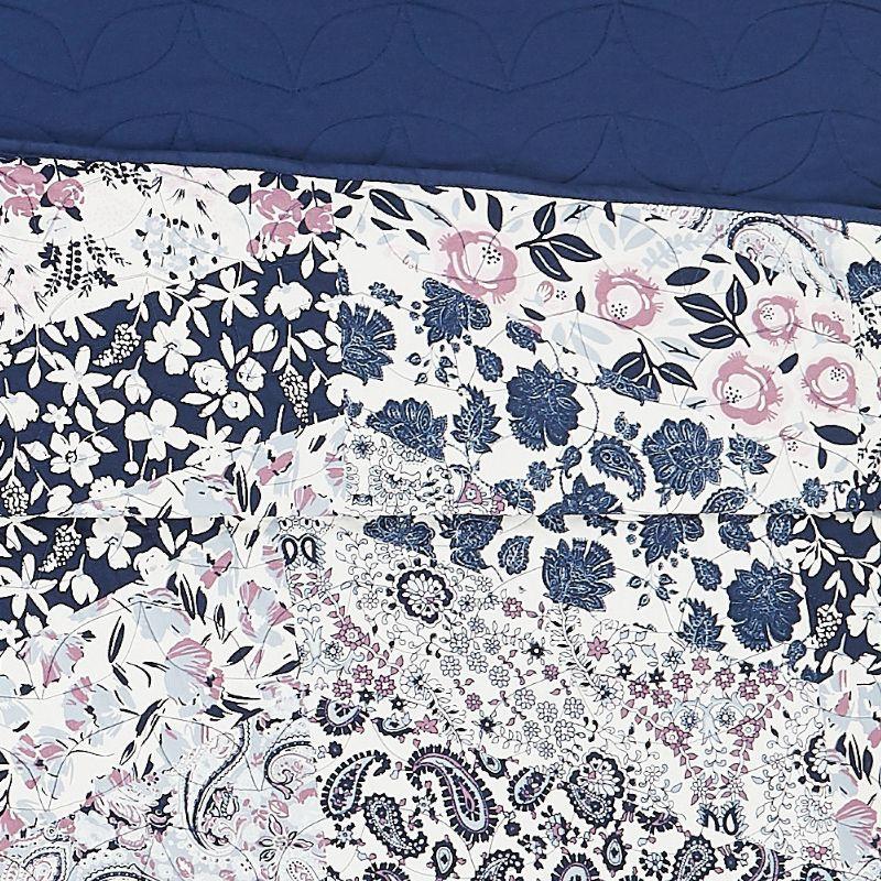 Chelsea Blue Floral Microfiber Full Quilt Set