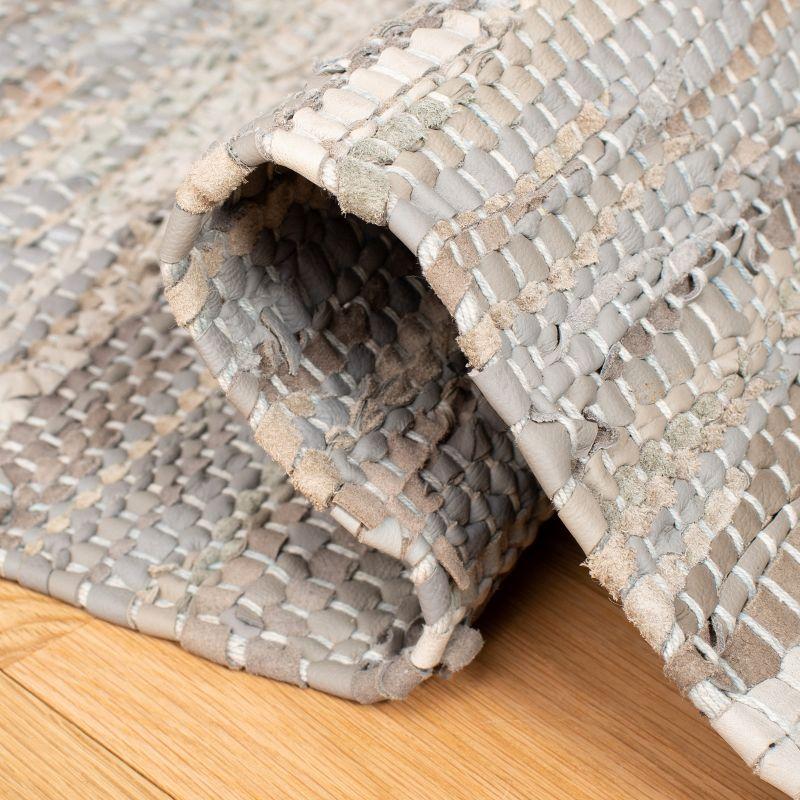 Vintage Leather VTL310 Hand Woven Indoor Area Rug - Light Grey/Taupe - 5'x8' - Safavieh