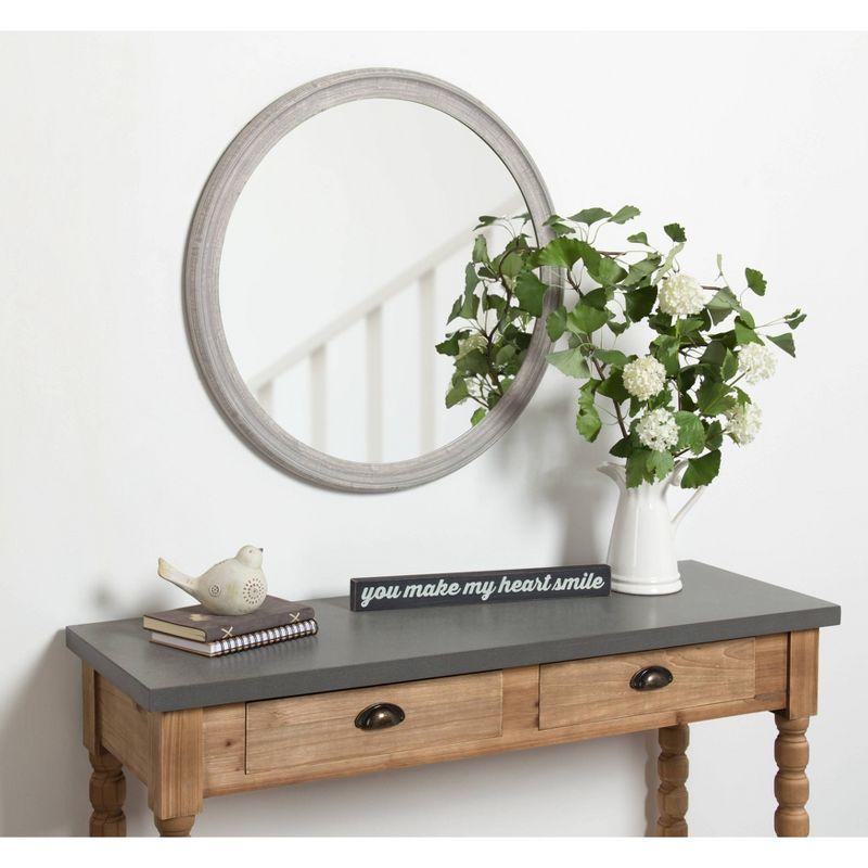 28" x 28" Mansell Circular Shaped Hanging Wood Wall Mirror Gray - Kate and Laurel