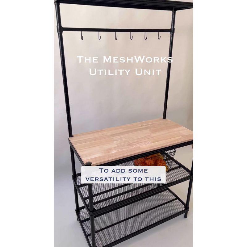 Design Ideas MeshWorks Metal Storage Wood Top Workbench Shelving Unit