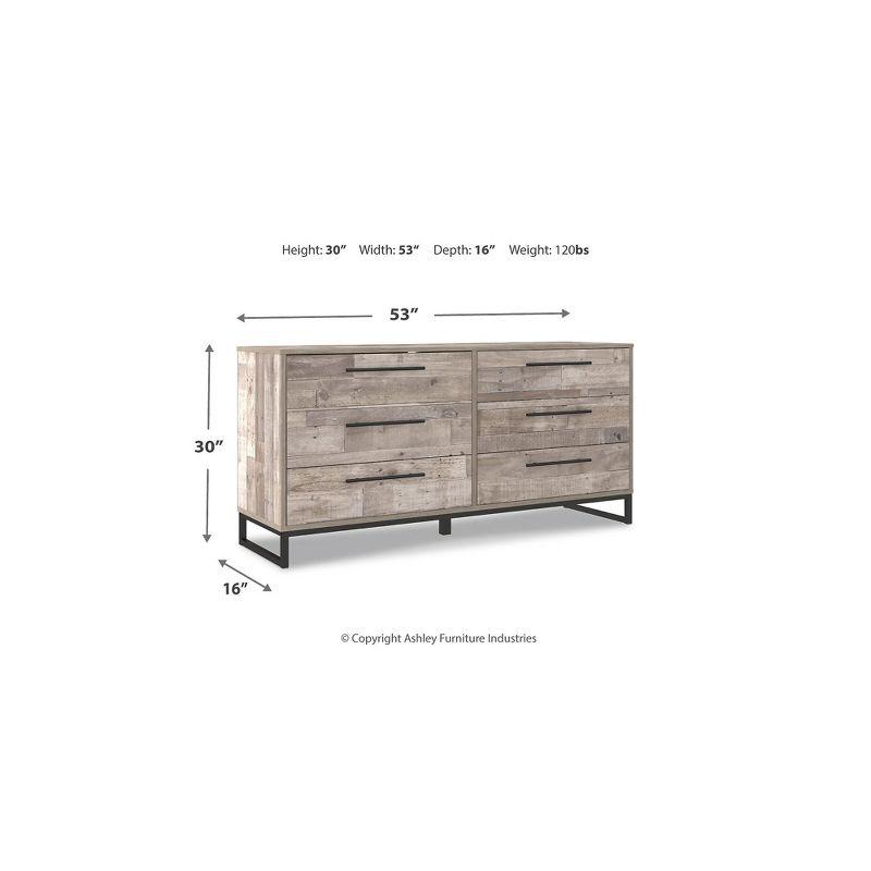 Signature Design by Ashley Casual Neilsville 6 Drawer Dresser, Whitewash