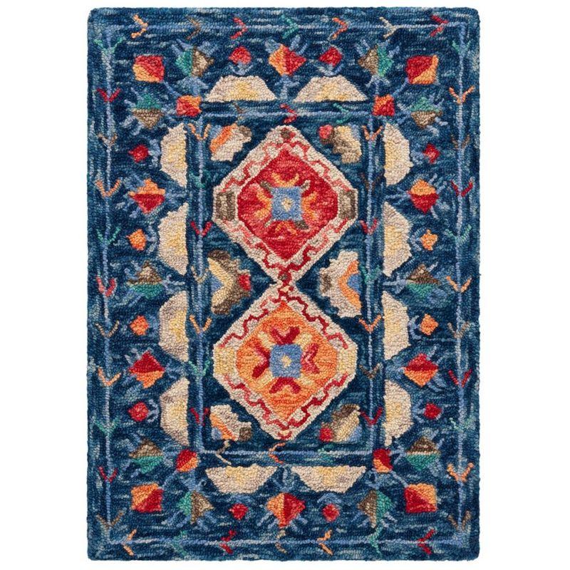 Aspen APN515 Hand Tufted Accent Rug - Navy/Orange - 2'x3' - Safavieh.