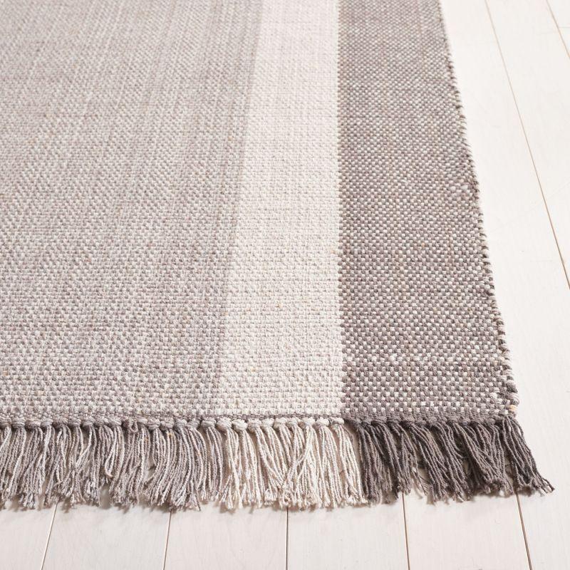 Coastal Charm Hand-Woven Cotton Gray Stripe Runner Rug - 2'3" x 6'