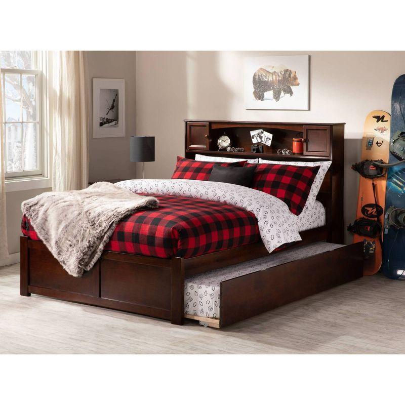 Full Newport Bed with Twin Urban Trundle, Bookcase Headboard, No Box Spring - AFI