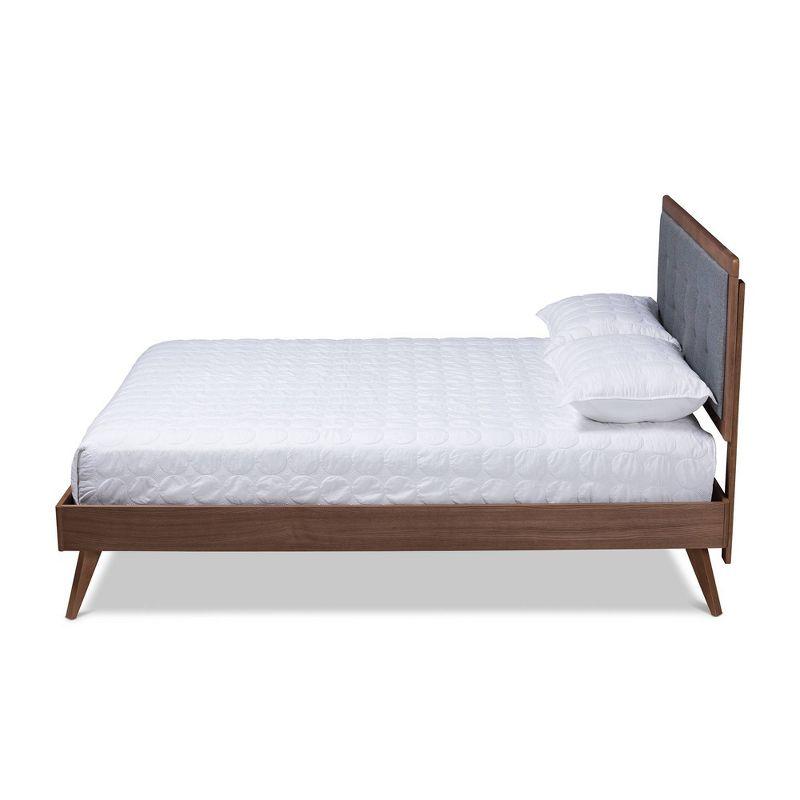 Baxton Studio King Ines Walnut Finished Wood Platform Bed Gray: Rubberwood & MDF, No Box Spring Needed
