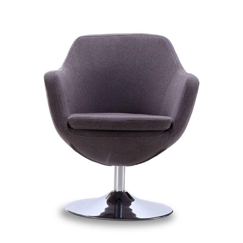 Caisson Twill Swivel Accent Chair Gray - Manhattan Comfort: Polished Chrome Base, Removable Cushion