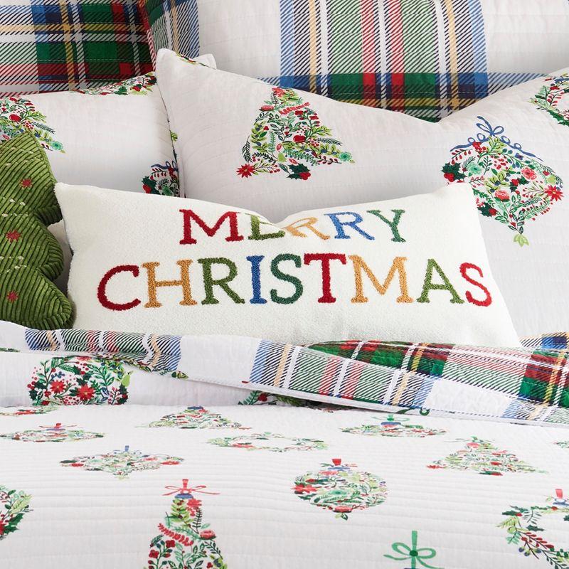 Festive Baubles Merry Christmas Pillow 12x24