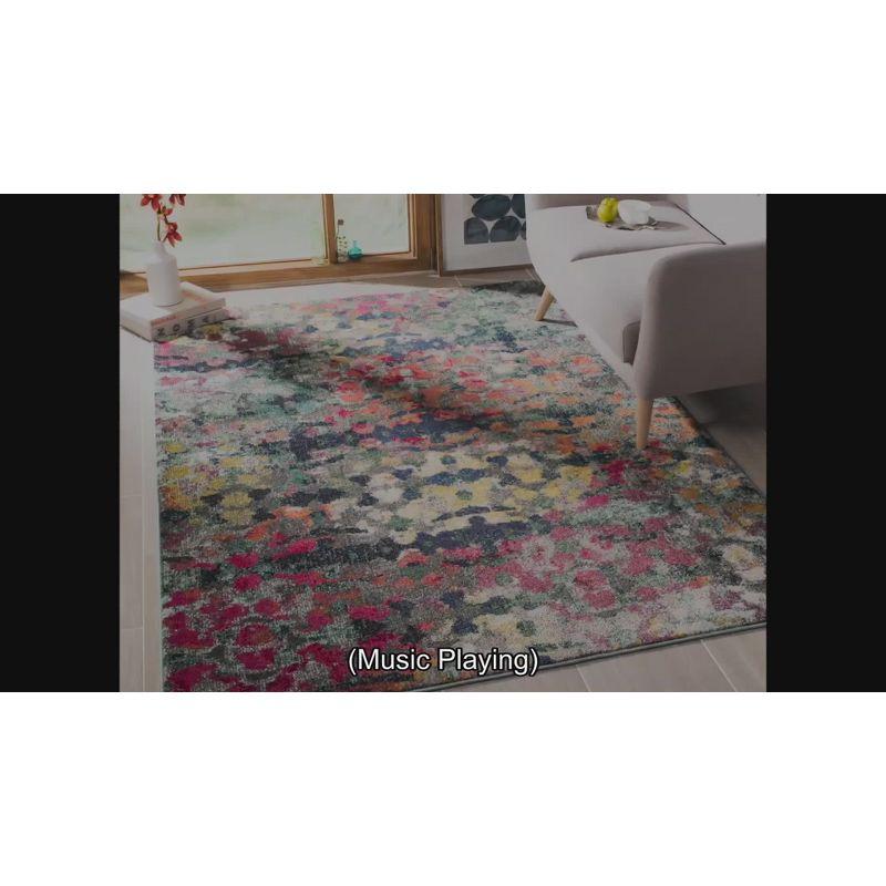 Colorful Abstract Synthetic Low Pile Area Rug