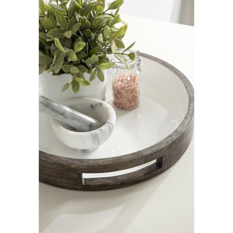 Kate and Laurel Ehrens Round Decorative Wood Tray