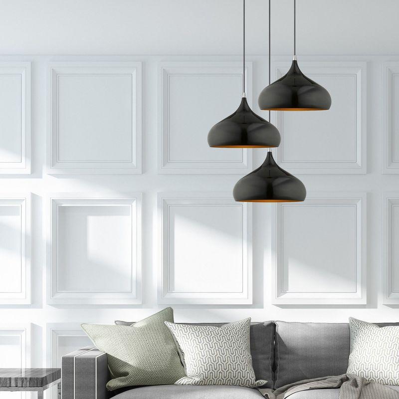 Livex Lighting Metal Shade 1 - Light Pendant in  Shiny Black