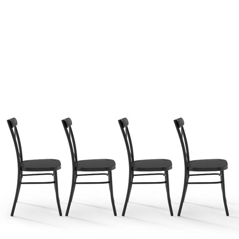 Crosley Camille 4pc Metal Dining Chair Set Matte Black: Steel Frame, X-Back Design, 250lb Capacity