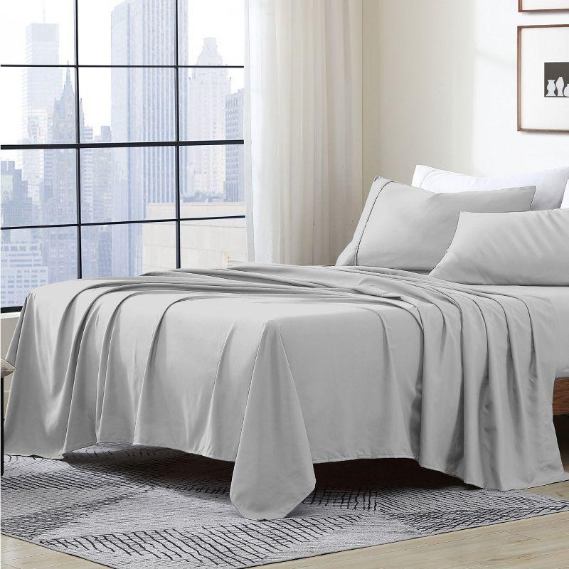 Swift Home | 4-Piece Solid Microfiber Sheet Set Blush Queen