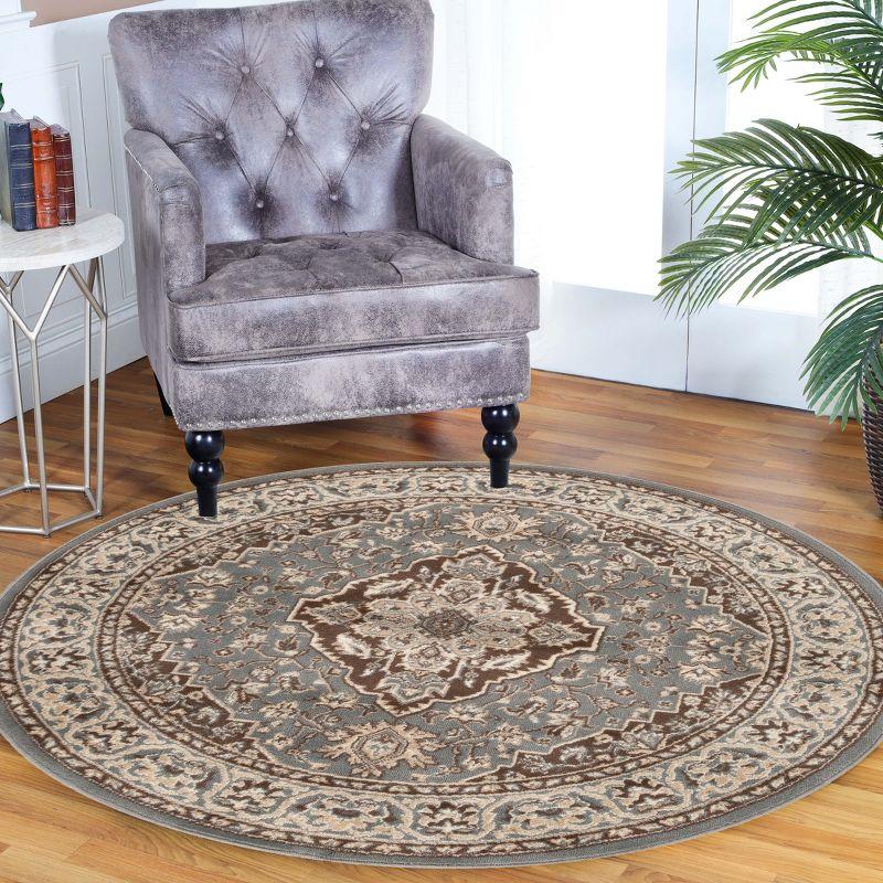 Traditional Vintage Medallion Floral Scroll Indoor Area Rug by Blue Nile Mills