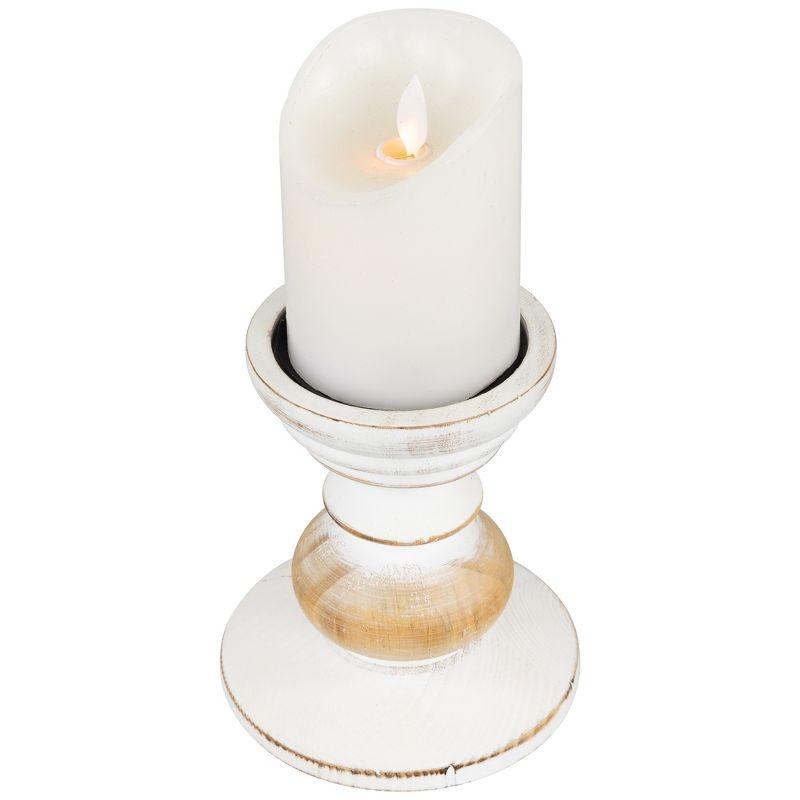 Northlight Wooden Pedestal Pillar Candle Holder - 5.5" - Brushed White